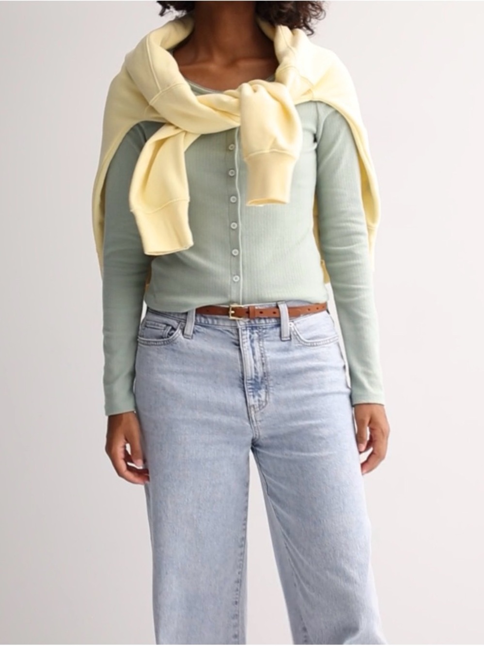 SO Sage Green Pointelle Button-Front Long Sleeve Cottagecore Butter Mom Small